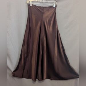 ZARA Dark Brown Satin Bias Cut Skirt Size SMALL